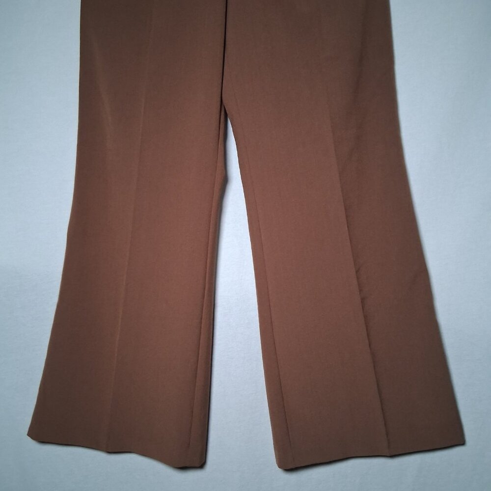 Cato Dress Pants Women Size 12 Brown Wide Leg Button Stretch Classic NEW - Picture 4 of 14